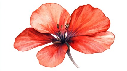 a red flower with a white background