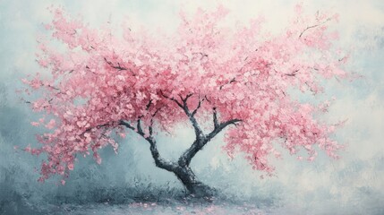 Serene Pink Blossom Tree Painting