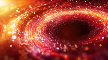 A 3D rotating abstract neon structure surrounded by glowing light trails, creating a hypnotic effect.