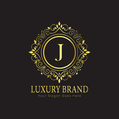 Letter Luxury brand logo design with a royal gold crown emblem and elegant typography
