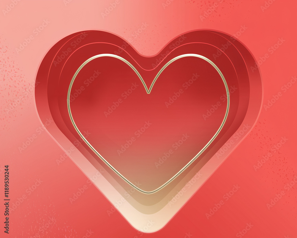 Poster abstract heart shape with soft gradients and gold line. abstract design featuring a delicate golden 