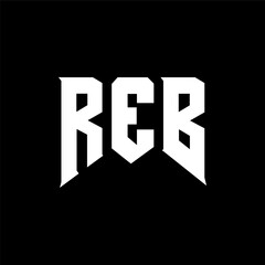 Obraz premium REB letter logo design for technology company. REB logo design black and white color combination. REB logo, REB vector, REB design, REB icon, REB alphabet. REB typography logo design.