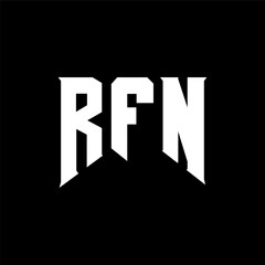 RFN letter logo design for technology company. RFN logo design black and white color combination. RFN logo, RFN vector, RFN design, RFN icon, RFN alphabet. RFN typography logo design.