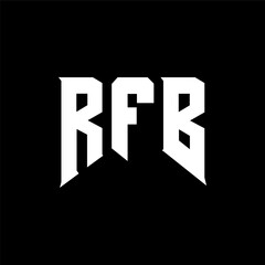 Obraz premium RFB letter logo design for technology company. RFB logo design black and white color combination. RFB logo, RFB vector, RFB design, RFB icon, RFB alphabet. RFB typography logo design.