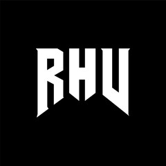RHV letter logo design for technology company. RHV logo design black and white color combination. RHV logo, RHV vector, RHV design, RHV icon, RHV alphabet. RHV typography logo design.