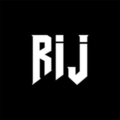 RIJ letter logo design for technology company. RIJ logo design black and white color combination. RIJ logo, RIJ vector, RIJ design, RIJ icon, RIJ alphabet. RIJ typography logo design.