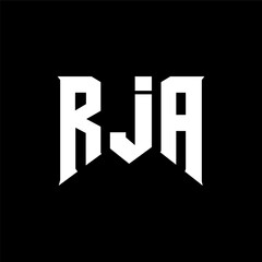 RJA letter logo design for technology company. RJA logo design black and white color combination. RJA logo, RJA vector, RJA design, RJA icon, RJA alphabet. RJA typography logo design.