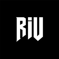 RIU letter logo design for technology company. RIU logo design black and white color combination. RIU logo, RIU vector, RIU design, RIU icon, RIU alphabet. RIU typography logo design.
