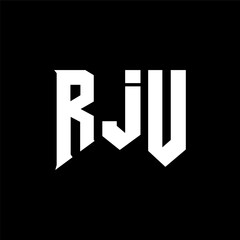 RJU letter logo design for technology company. RJU logo design black and white color combination. RJU logo, RJU vector, RJU design, RJU icon, RJU alphabet. RJU typography logo design.