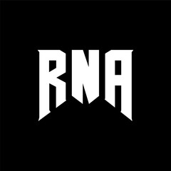 RNA letter logo design for technology company. RNA logo design black and white color combination. RNA logo, RNA vector, RNA design, RNA icon, RNA alphabet. RNA typography logo design.