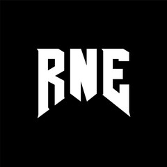 RNE letter logo design for technology company. RNE logo design black and white color combination. RNE logo, RNE vector, RNE design, RNE icon, RNE alphabet. RNE typography logo design.