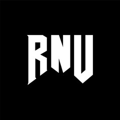 RNU letter logo design for technology company. RNU logo design black and white color combination. RNU logo, RNU vector, RNU design, RNU icon, RNU alphabet. RNU typography logo design.