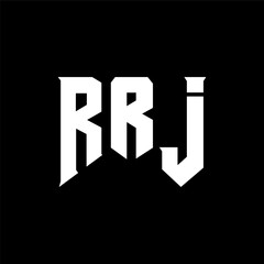 Obraz premium RRJ letter logo design for technology company. RRJ logo design black and white color combination. RRJ logo, RRJ vector, RRJ design, RRJ icon, RRJ alphabet. RRJ typography logo design.