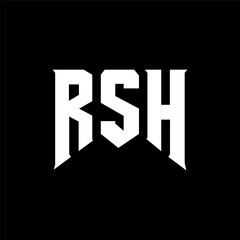 Obraz premium RSH letter logo design for technology company. RSH logo design black and white color combination. RSH logo, RSH vector, RSH design, RSH icon, RSH alphabet. RSH typography logo design.