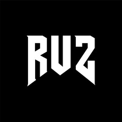 RUZ letter logo design for technology company. RUZ logo design black and white color combination. RUZ logo, RUZ vector, RUZ design, RUZ icon, RUZ alphabet. RUZ typography logo design.