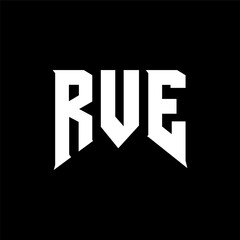 Fototapeta premium RVE letter logo design for technology company. RVE logo design black and white color combination. RVE logo, RVE vector, RVE design, RVE icon, RVE alphabet. RVE typography logo design.