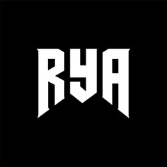 RYA letter logo design for technology company. RYA logo design black and white color combination. RYA logo, RYA vector, RYA design, RYA icon, RYA alphabet. RYA typography logo design.