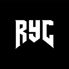 RYC letter logo design for technology company. RYC logo design black and white color combination. RYC logo, RYC vector, RYC design, RYC icon, RYC alphabet. RYC typography logo design.