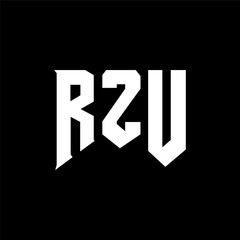 Obraz premium RZU letter logo design for technology company. RZU logo design black and white color combination. RZU logo, RZU vector, RZU design, RZU icon, RZU alphabet. RZU typography logo design.