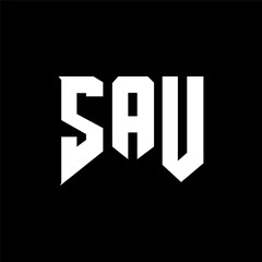 SAU letter logo design for technology company. SAU logo design black and white color combination. SAU logo, SAU vector, SAU design, SAU icon, SAU alphabet. SAU typography logo design.