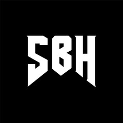 Obraz premium SBH letter logo design for technology company. SBH logo design black and white color combination. SBH logo, SBH vector, SBH design, SBH icon, SBH alphabet. SBH typography logo design.