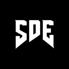 SDE letter logo design for technology company. SDE logo design black and white color combination. SDE logo, SDE vector, SDE design, SDE icon, SDE alphabet. SDE typography logo design.