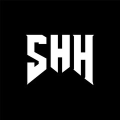 SHH letter logo design for technology company. SHH logo design black and white color combination. SHH logo, SHH vector, SHH design, SHH icon, SHH alphabet. SHH typography logo design.