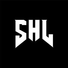 SHL letter logo design for technology company. SHL logo design black and white color combination. SHL logo, SHL vector, SHL design, SHL icon, SHL alphabet. SHL typography logo design.