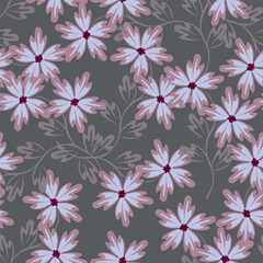 Abstract hand drawn flowers, seamless patterns with floral for fabric, textiles, clothing, poster, cover, banner, wall art, home decor, background. Vector illustration