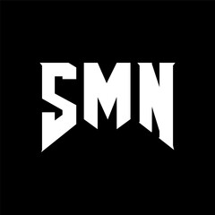 Fototapeta premium SMN letter logo design for technology company. SMN logo design black and white color combination. SMN logo, SMN vector, SMN design, SMN icon, SMN alphabet. SMN typography logo design.