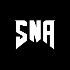 Fototapeta premium SNA letter logo design for technology company. SNA logo design black and white color combination. SNA logo, SNA vector, SNA design, SNA icon, SNA alphabet. SNA typography logo design.