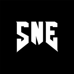 SNE letter logo design for technology company. SNE logo design black and white color combination. SNE logo, SNE vector, SNE design, SNE icon, SNE alphabet. SNE typography logo design.