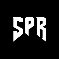 Fototapeta premium SPR letter logo design for technology company. SPR logo design black and white color combination. SPR logo, SPR vector, SPR design, SPR icon, SPR alphabet. SPR typography logo design.