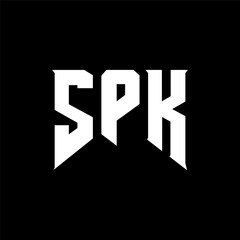 SPK letter logo design for technology company. SPK logo design black and white color combination. SPK logo, SPK vector, SPK design, SPK icon, SPK alphabet. SPK typography logo design.