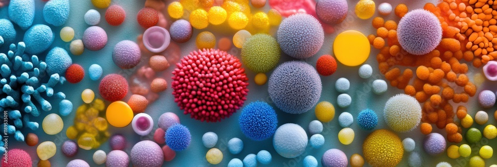 Aufkleber Exploring the hidden world of microbes on common surfaces like door handles and smartphones. Generative AI