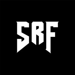 SRF letter logo design for technology company. SRF logo design black and white color combination. SRF logo, SRF vector, SRF design, SRF icon, SRF alphabet. SRF typography logo design.