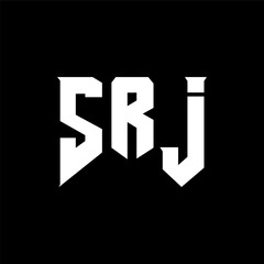 Obraz premium SRJ letter logo design for technology company. SRJ logo design black and white color combination. SRJ logo, SRJ vector, SRJ design, SRJ icon, SRJ alphabet. SRJ typography logo design.