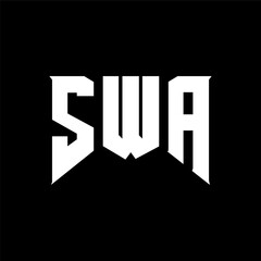 SWA letter logo design for technology company. SWA logo design black and white color combination. SWA logo, SWA vector, SWA design, SWA icon, SWA alphabet. SWA typography logo design.