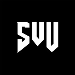 SVU letter logo design for technology company. SVU logo design black and white color combination. SVU logo, SVU vector, SVU design, SVU icon, SVU alphabet. SVU typography logo design.
