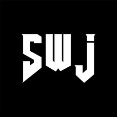 SWJ letter logo design for technology company. SWJ logo design black and white color combination. SWJ logo, SWJ vector, SWJ design, SWJ icon, SWJ alphabet. SWJ typography logo design.