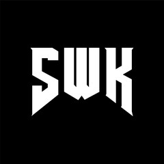 SWK letter logo design for technology company. SWK logo design black and white color combination. SWK logo, SWK vector, SWK design, SWK icon, SWK alphabet. SWK typography logo design.