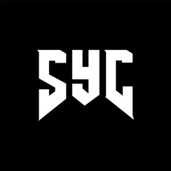 SYC letter logo design for technology company. SYC logo design black and white color combination. SYC logo, SYC vector, SYC design, SYC icon, SYC alphabet. SYC typography logo design.