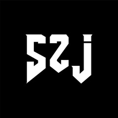 SZJ letter logo design for technology company. SZJ logo design black and white color combination. SZJ logo, SZJ vector, SZJ design, SZJ icon, SZJ alphabet. SZJ typography logo design.