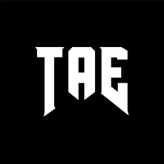 TAE letter logo design for technology company. TAE logo design black and white color combination. TAE logo, TAE vector, TAE design, TAE icon, TAE alphabet. TAE typography logo design.