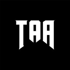 TAA letter logo design for technology company. TAA logo design black and white color combination. TAA logo, TAA vector, TAA design, TAA icon, TAA alphabet. TAA typography logo design.