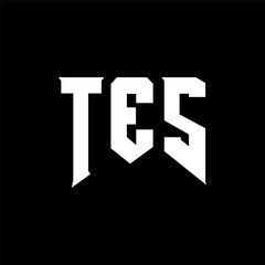Fototapeta premium TES letter logo design for technology company. TES logo design black and white color combination. TES logo, TES vector, TES design, TES icon, TES alphabet. TES typography logo design.
