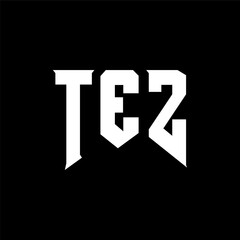 Fototapeta premium TEZ letter logo design for technology company. TEZ logo design black and white color combination. TEZ logo, TEZ vector, TEZ design, TEZ icon, TEZ alphabet. TEZ typography logo design.