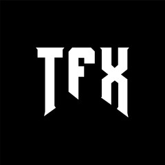 TFX letter logo design for technology company. TFX logo design black and white color combination. TFX logo, TFX vector, TFX design, TFX icon, TFX alphabet. TFX typography logo design.