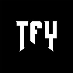 TFY letter logo design for technology company. TFY logo design black and white color combination. TFY logo, TFY vector, TFY design, TFY icon, TFY alphabet. TFY typography logo design.