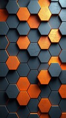 Abstract Hexagonal Pattern with Orange and Gray Tiles for Modern Design